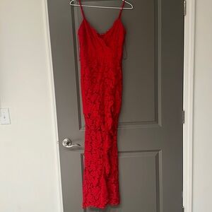 Lure red lace formal gown